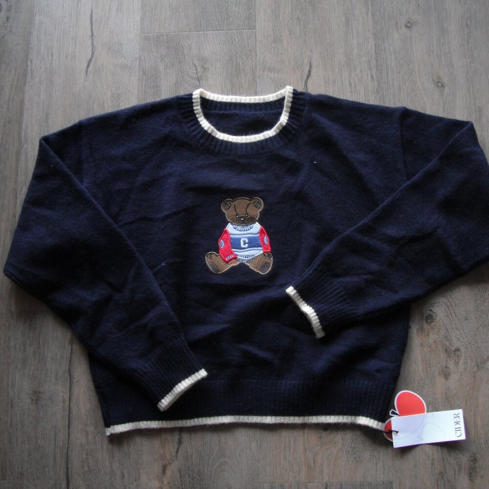 Cider Teddy Bear Sweater Girls 16 Womens XS New With Tags
